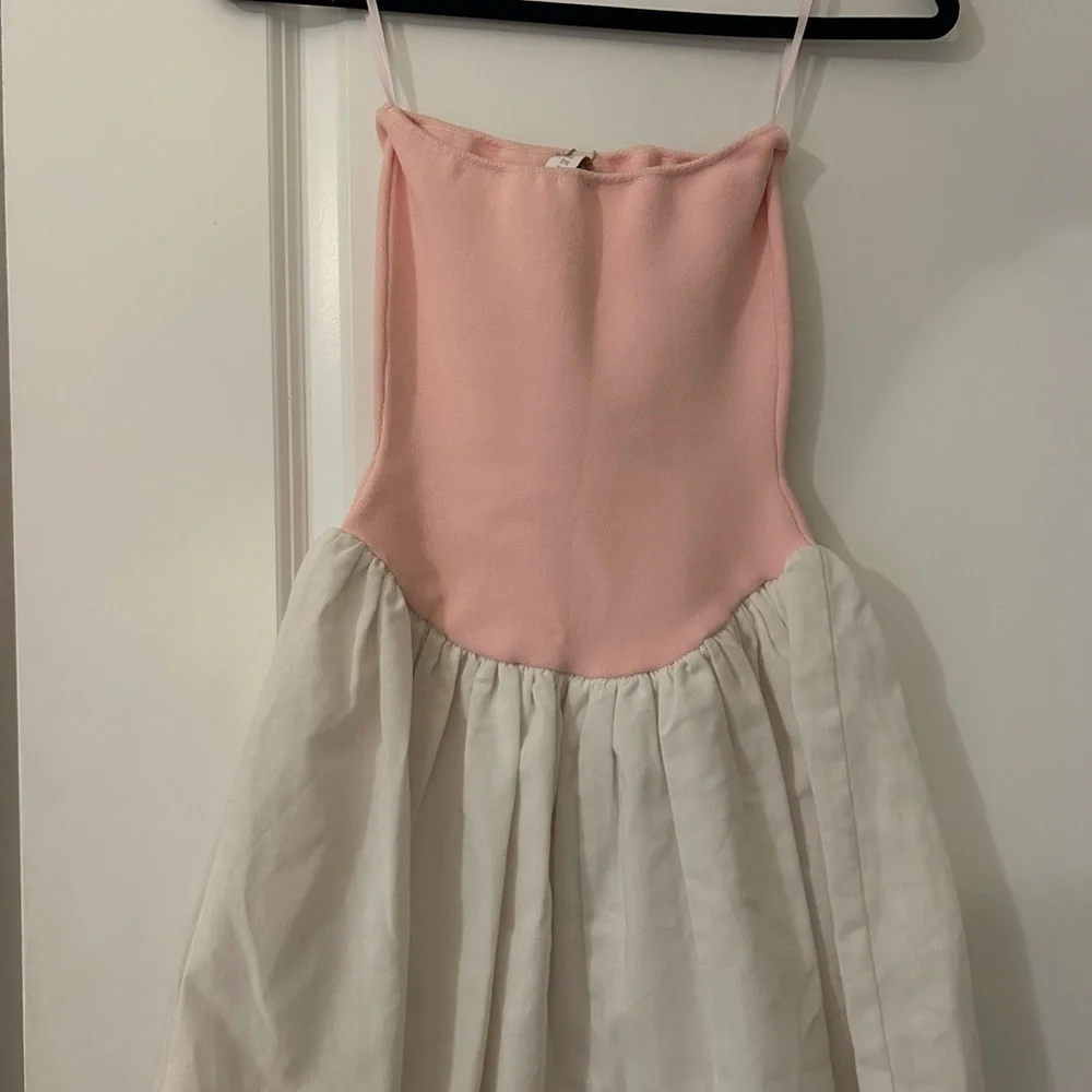 Meshki Pink and White Strapless Dress - Picture 2 of 3
